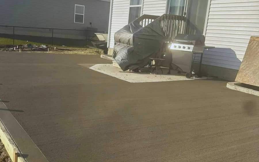 Fresh concrete driveway