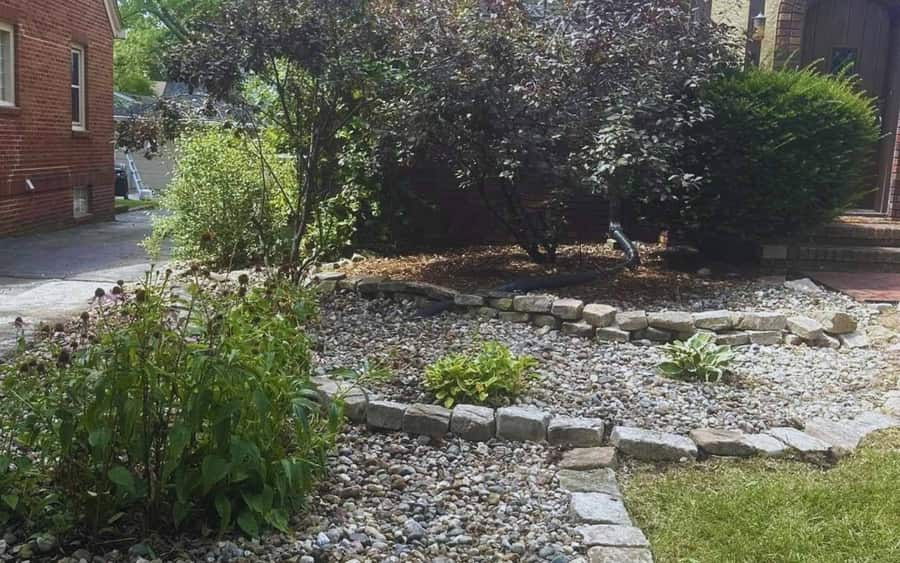 Leaf removal around a garden bed