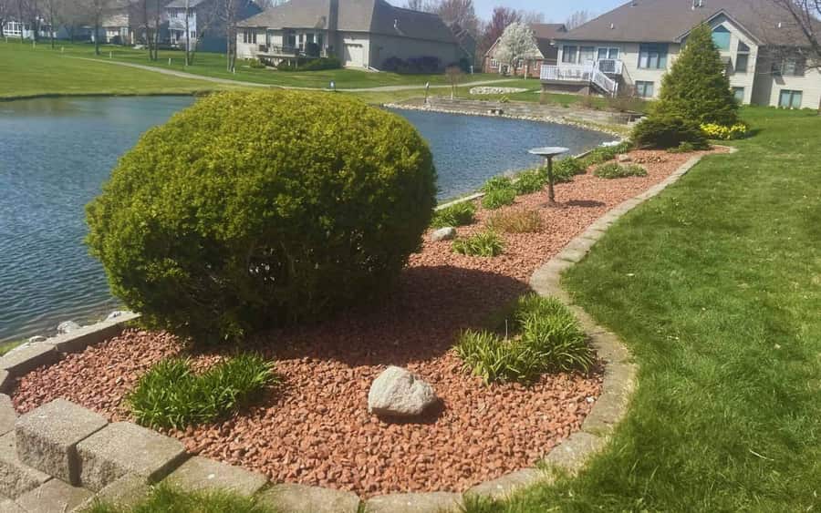 Fresh mulch garden bed