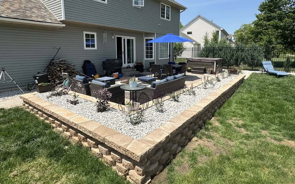 Completed paver patio with outdoor seating